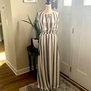 15. Loft size L maxi dress. EUC white with black stripes.